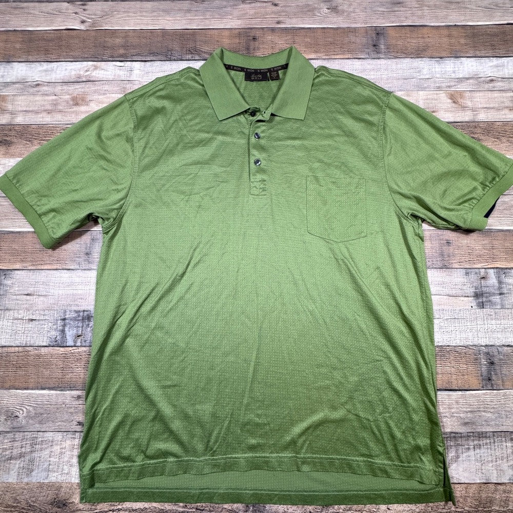 Tasso Elba Golf Mens Polo Shirt Large Green 100% Pima Cotton Pocket 5 Iron